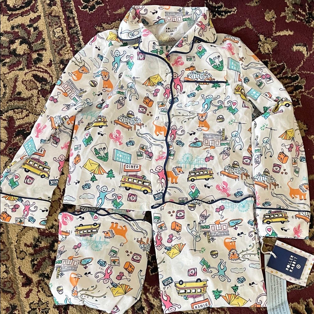 Roller rabbit target collab Colorful Kids Pajamas with Fun Prints size small 6/7